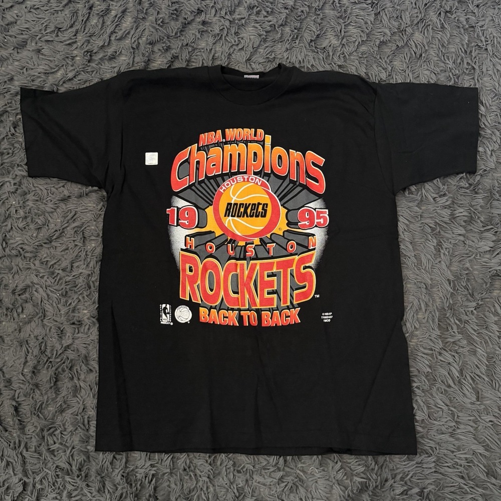 Vintage 1995 Houston Rockets NBA Basketball World Champions T-Shirt Mens Size XL